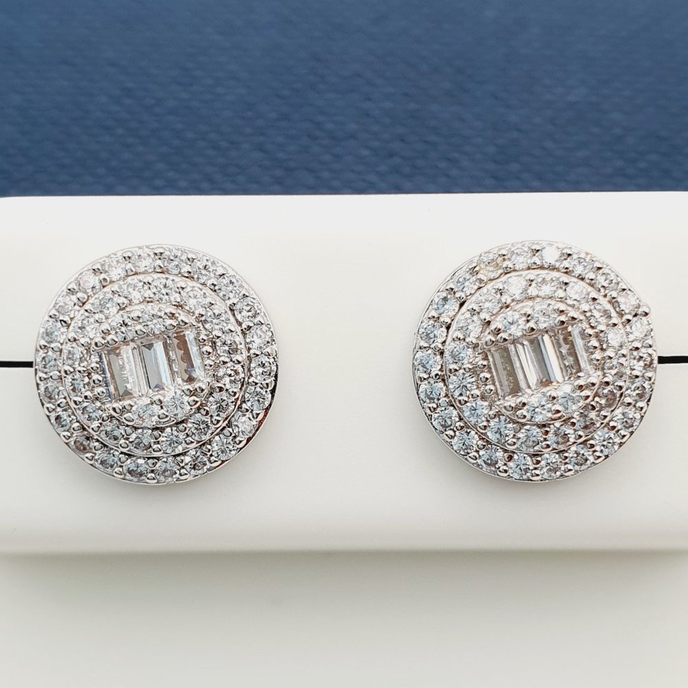925 Sterling Silver Plated Cz Earrings, Evbrs573